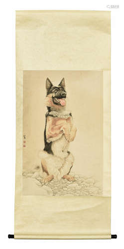 LIU JIBIAO: INK AND COLOR ON PAPER PAINTING 'DOG'