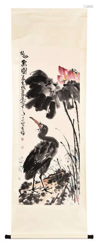 LI KUCHAN: INK AND COLOR ON PAPER PAINTING 'BIRD AND FLOWER'