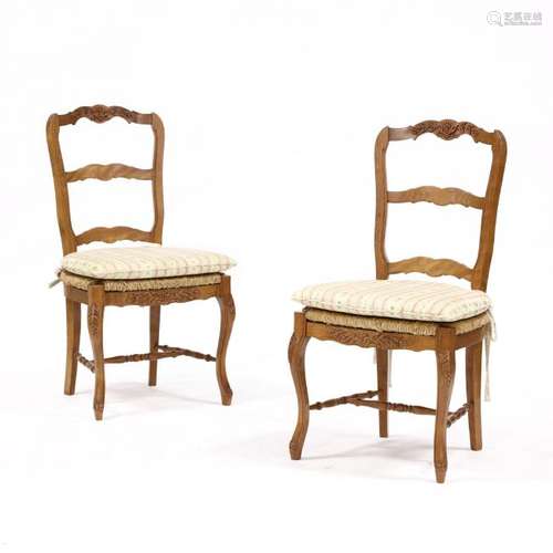 Pair of French Provincial Carved Side Chairs