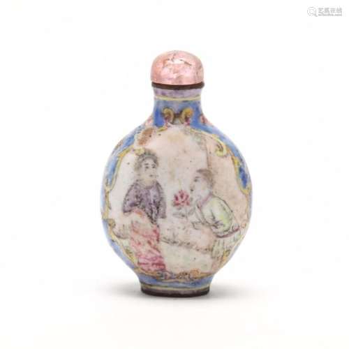 A Chinese Porcelain Snuff Bottle with European Style