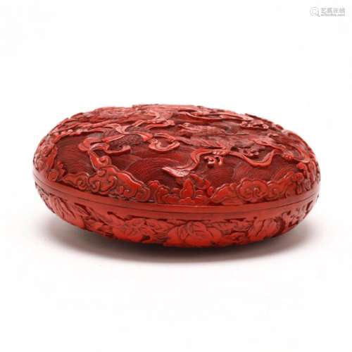 A Chinese Round Carved Red Lacquer Box