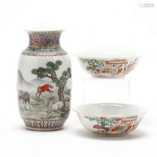 A Group of Chinese Porcelain Decorative Items
