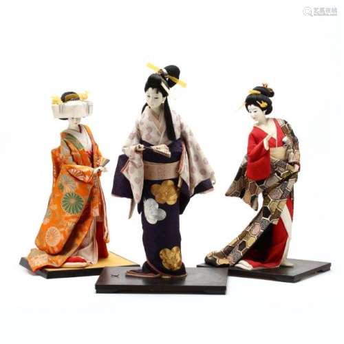 Three Japanese Geisha Dolls