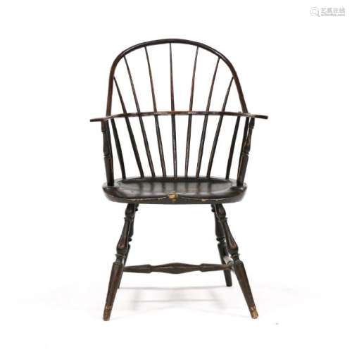 New England Painted Bow Back Windsor Arm Chair