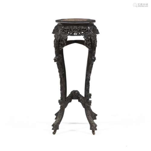 Antique Carved Chinese Marble Top Stand