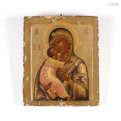 Antique Russian Icon of the Madonna & Child