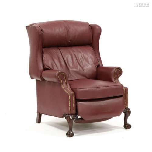 Leathercraft, Chippendale Style Wing Back Recliner