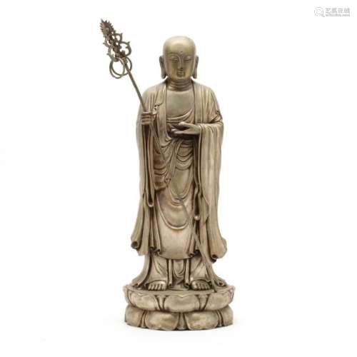 A Standing Brass Jizo Statue