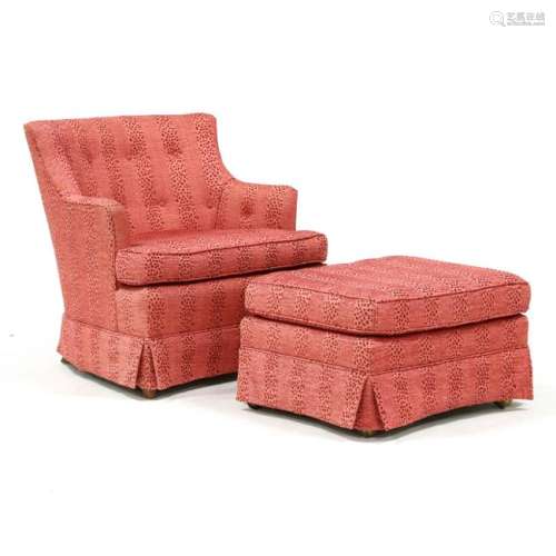 Designer Club Chair and Ottoman