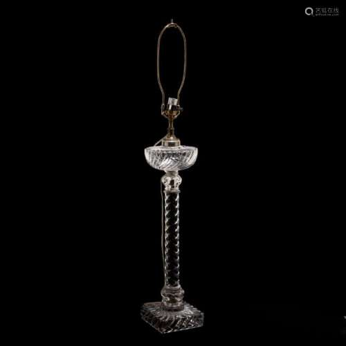 att. Baccarat, Antique Glass Oil Lamp