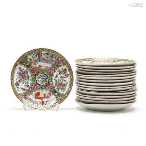 (17 Pc.) Famille Rose Porcelain Group