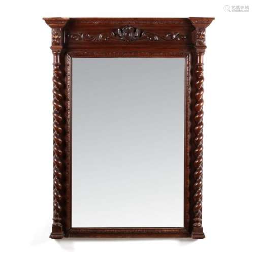 Continental Carved Oak Hall Mirror
