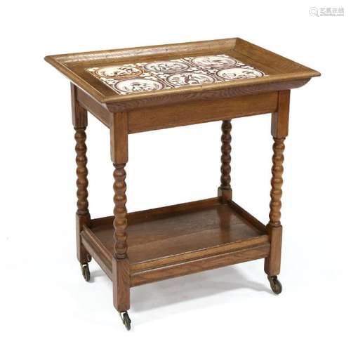 German Inset Tile Tray Top Serving Cart