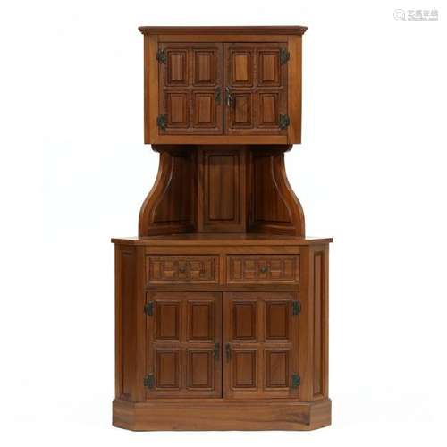 Spanish Style Carved Corner Cabinet