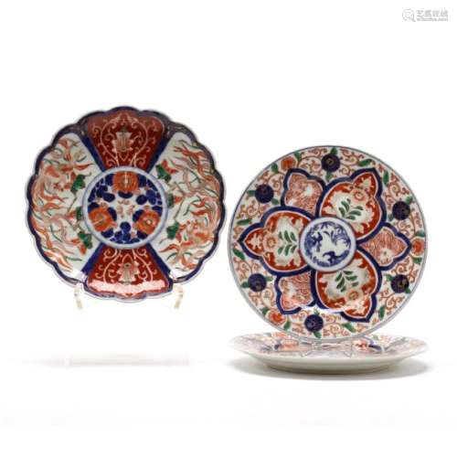 Three Japanese Imari Porcelain Plates