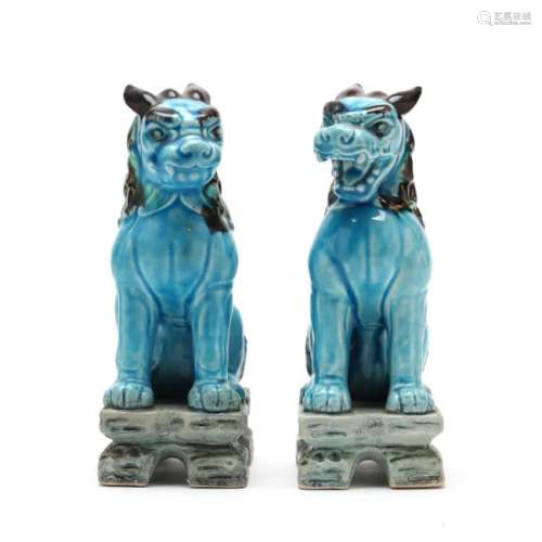 A Pair of Turquoise Blue Foo Lions