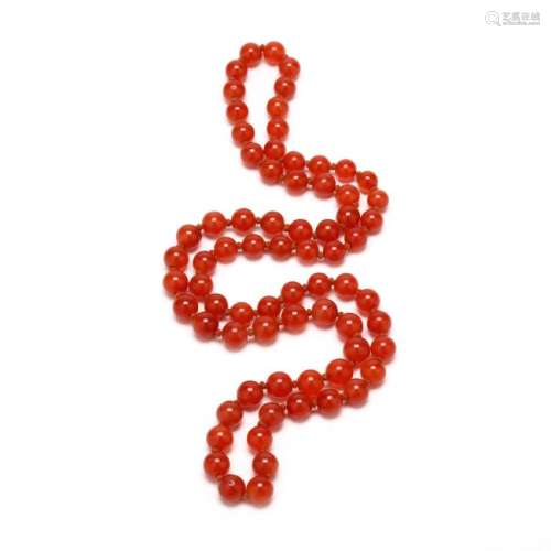 A Strand of Chinese Agate Beads