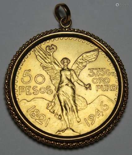 GOLD. 1946 Mexican $50 Pesos Gold Coin.