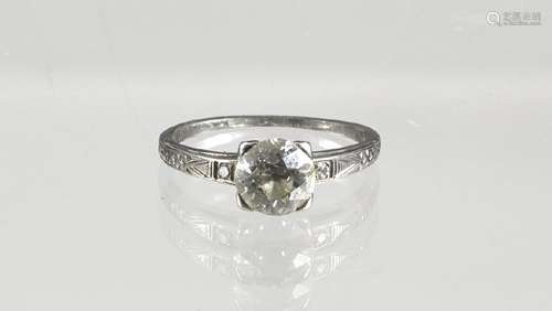 White gold engagement ring, tested 14K, marked 18