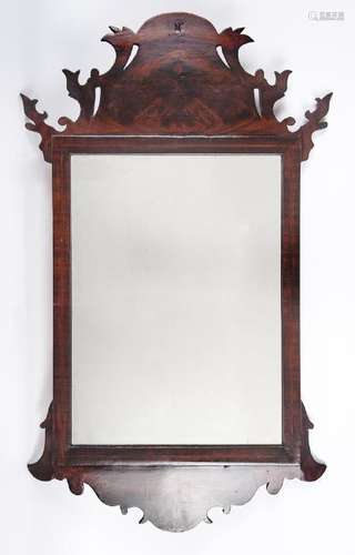 Chippendale style walnut looking glass