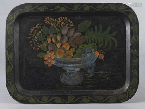 Painted tole tray, early 20th c., 18'' l., 24 1/4''