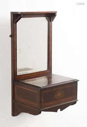 English mahogany hanging wall box, 19th c., with