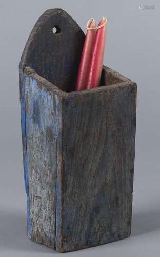 Blue painted candlebox, 20th c., 12 1/2'' h.