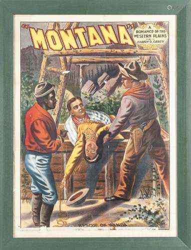 Color lithograph poster for the play Montana, by