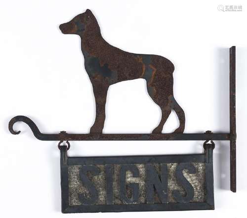 Sheet iron Signs house marker with cutout hound,