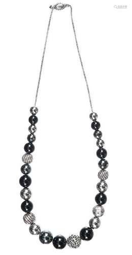 David Yurman sterling silver and onyx beaded neck