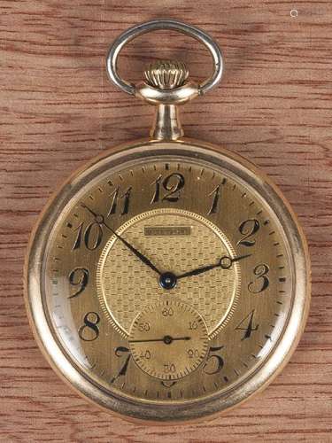 Waltham 14K yellow gold open-faced pocket watch,