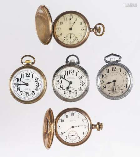 Group of five pocket watches, to include a stainl