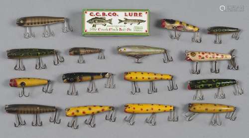 Fourteen Creek Chub wood Darter fishing lures, to