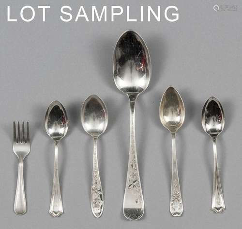 Group of coin and sterling silver flatware, 20.3