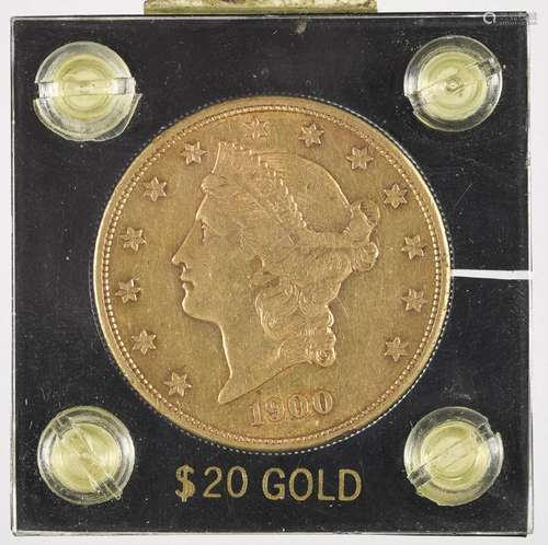 Twenty dollar Liberty Head gold coin, 1900 S.