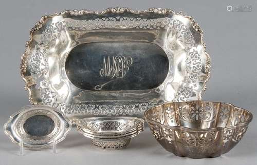 Group of sterling silver reticulated bowls, large