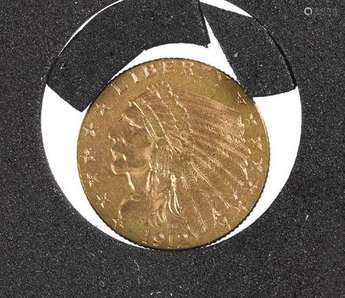 Two and a half dollar Indian Head gold coin, 1913