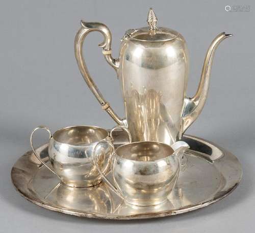 Watson sterling silver four-piece tea service, 38