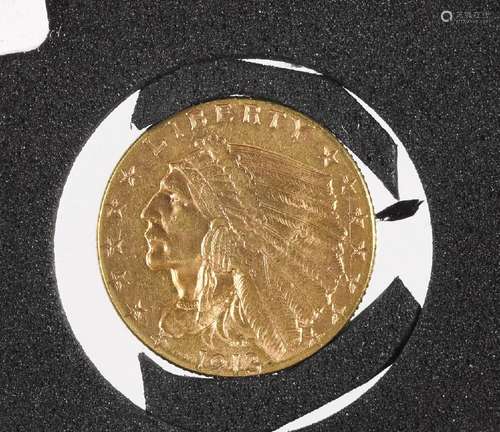 Two and a half dollar Indian Head gold coin, 1913