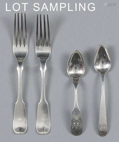 Coin silver spoons and forks by William Wilson, M