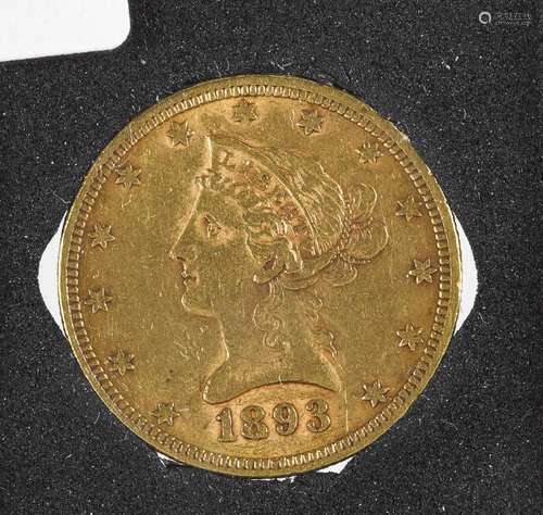 Ten dollar Liberty Head gold coin, 1893.