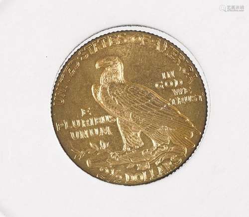 Two and a half dollar Indian Head gold coin, 1909