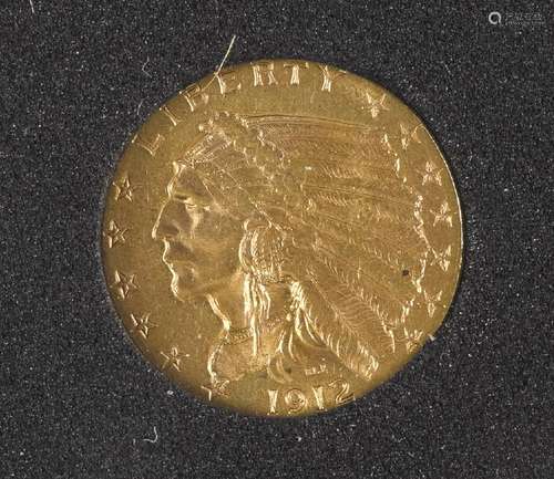 Two and a half dollar Indian Head gold coin, 1913