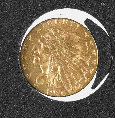 Two and a half dollar Indian Head gold coin, 1926