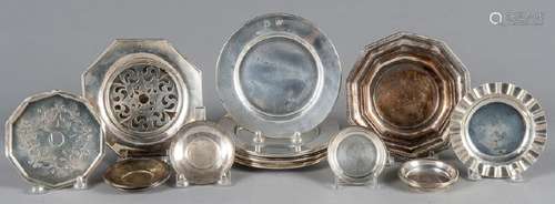 Group of small sterling silver plates/dishes, 51.