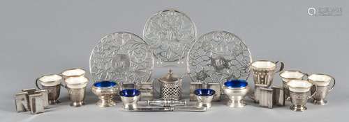 Group of sterling silver mounted tablewares.