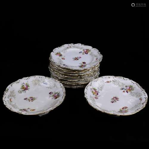 14-Piece English Porcelain Partial Dessert Service