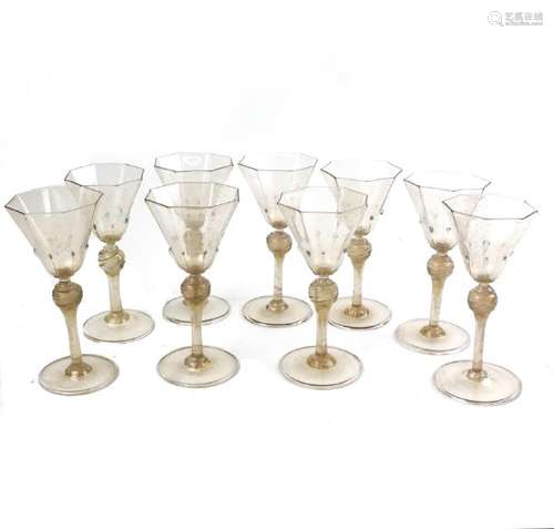 Set of Nine Venetian Glass Aperitifs