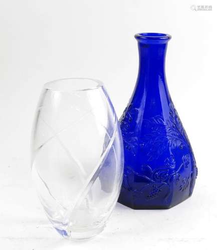 Two Italian Vases: Cobalt and Clear; Tiffany & Co.