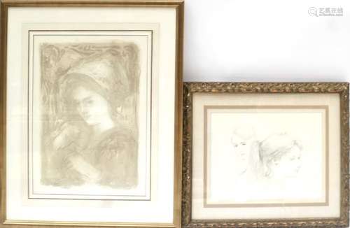 Edna Hibel, Two Portraits of Women - Lithographs